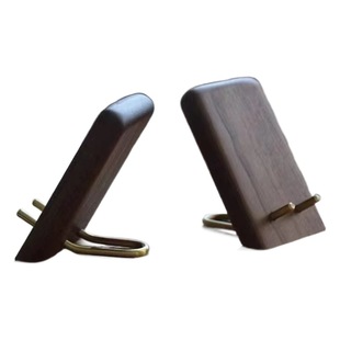 New Walnut Creative Desktop Simple Portable Stand Phone Holder Solid Wood Gift Black Walnut Wooden Brass Stand