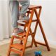 Household portable storage ladder chair dual-purpose ladder stool indoor multi-functional climbing pedal stairs solid wood folding ladder