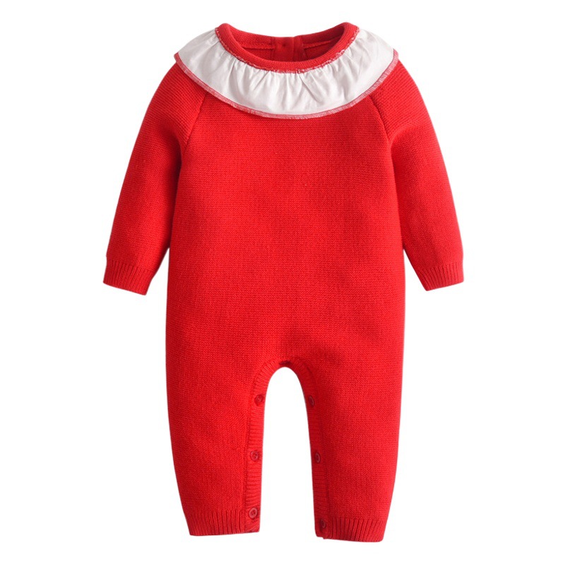 Entrega transfronteriza bebé recién nacido primavera y otoño mono ropa para niños suéter de bebé cálido mameluco de punto para niños