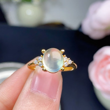 ��Ȼ����ʯ��ָ ���N��ɹ⾧�w�Ƀ���925�y�����Ƕ��ʯ7*8mm