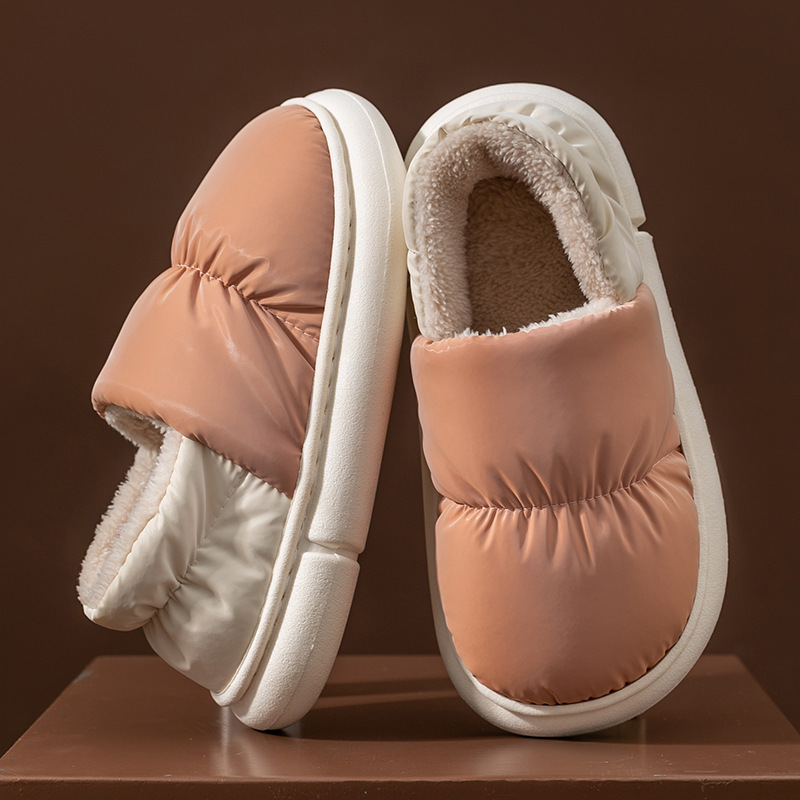 Zapatillas de algodón damas invierno 2025 nuevo interior pareja doméstica calentamiento de la luna anti-derrapante zapatillas de lana invierno
