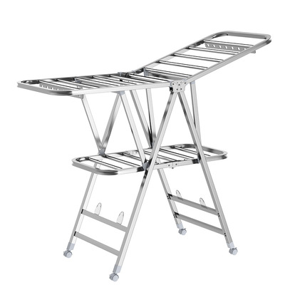 莱洁翼型晾衣架落地折叠晒衣加厚不锈钢挂衣架阳台晾晒架