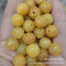 黄龙玉13mm大号莲花珠散珠批发 diy玉石饰品配饰玉石手链项链配珠