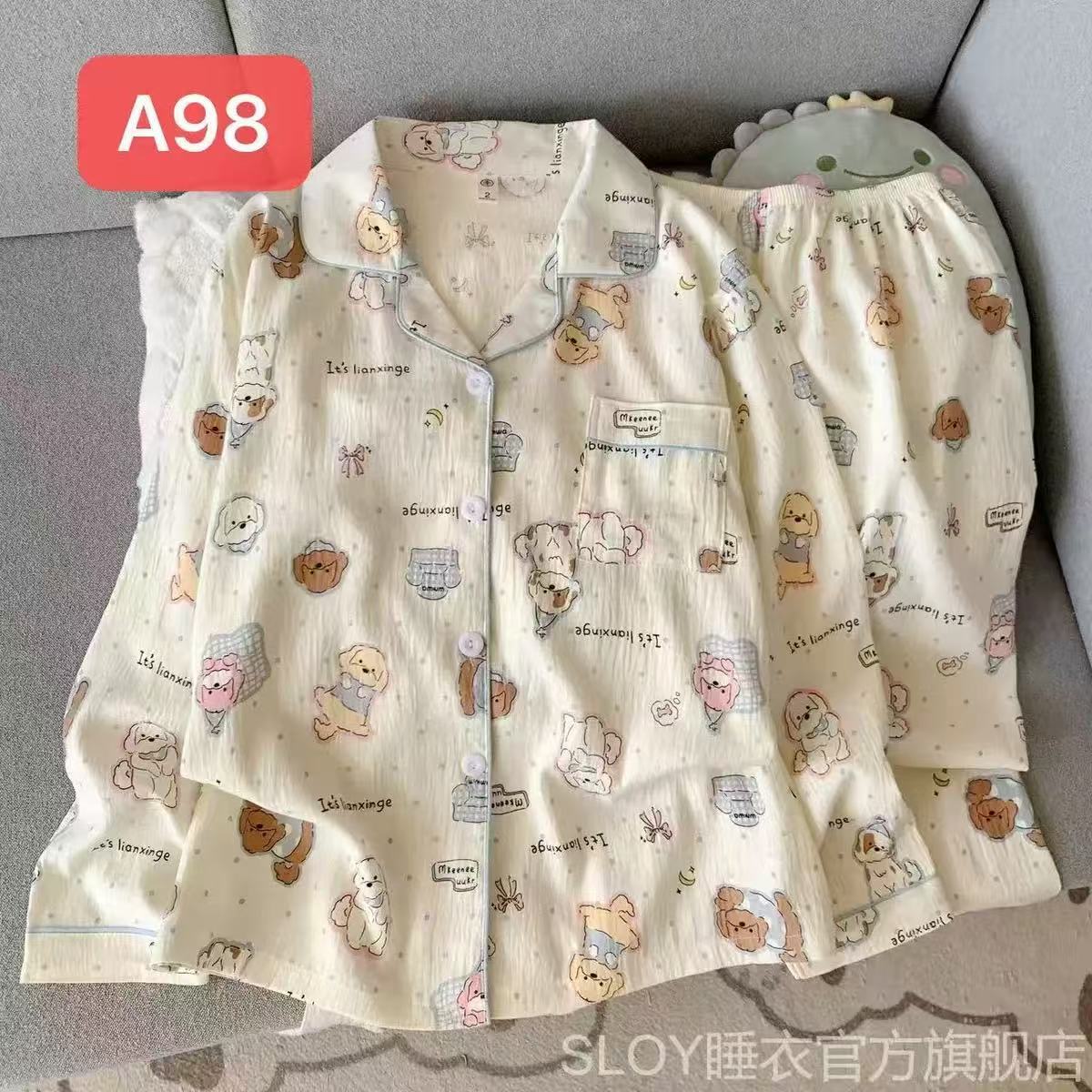 Cartoon al por mayor transfronterizo nubes de algodón pantalones de manga larga pijamas cardigans dulces de alto valor de ropa de hogar conjunto de ropa exterior