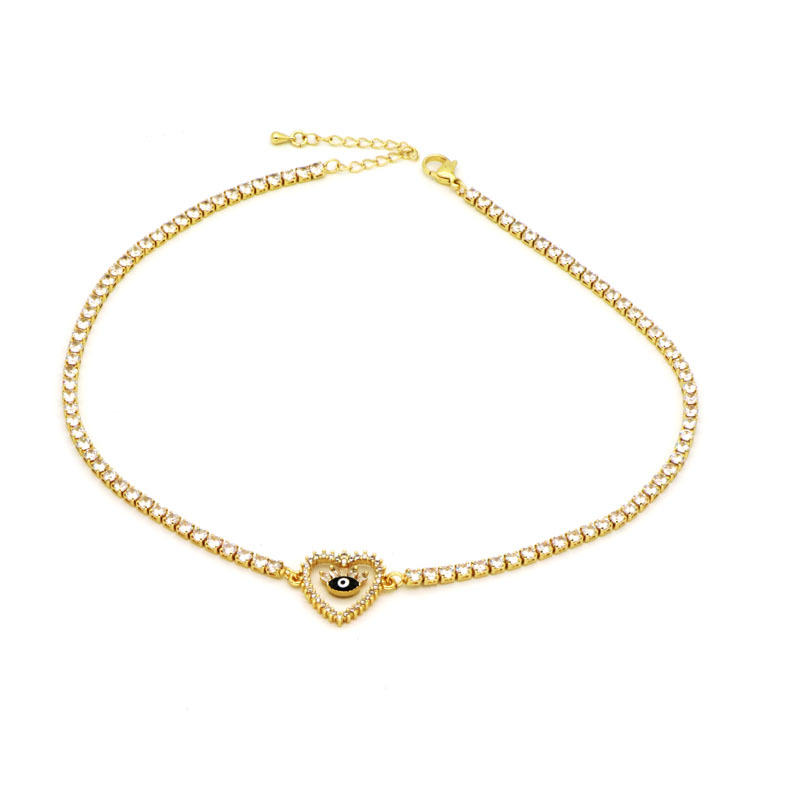 Fashion Heart Shape Copper Inlay Zircon Necklace 1 Piece