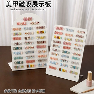 磁吸美甲展示板磁扣展示架摆台磁力条穿戴甲片打版样板直播款式店