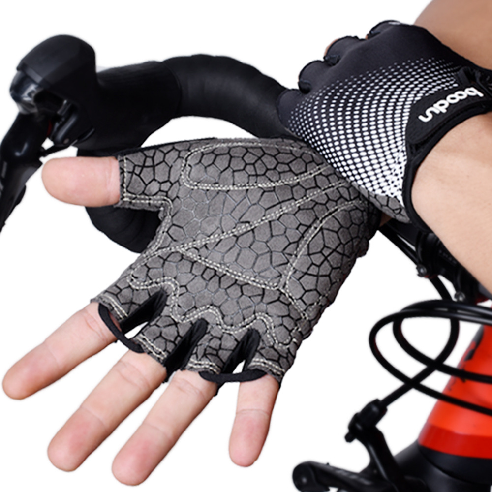 Gants de cyclisme Boodun Outdoor Half Finger Paume Silicone SBR Sports Lycra Gants de vélo_voghion.com