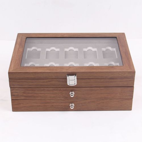 Wooden lighter gift box storage box 30 grid black walnut lighter cigarette butt display box collection box