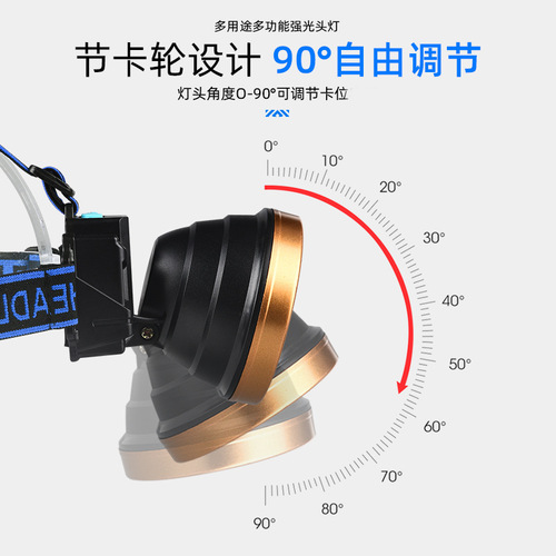 Strong light headlight outdoor super bright fishing head-mounted lighting foreign trade yellow light led rechargeable long-life miner's lamp