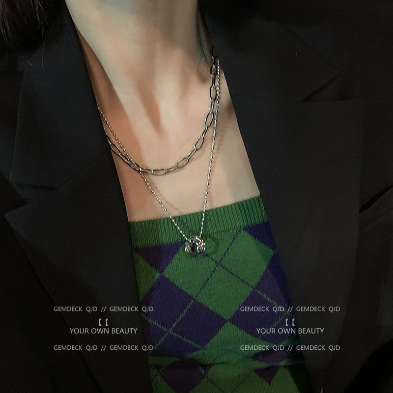 더블 레이어 원형 목걸이