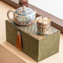 999鎏银茶具套装礼盒送长辈领导高档商务礼品功夫茶壶茶杯伴手礼