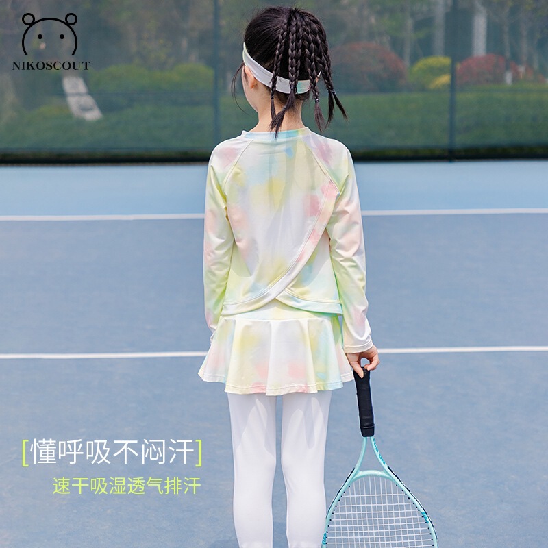 女の子のサマースーツ、スポーツ速乾服、子供服、プロバドミントントレーニングスーツ、ランニング日焼け止め、アイスシルククール感|undefined