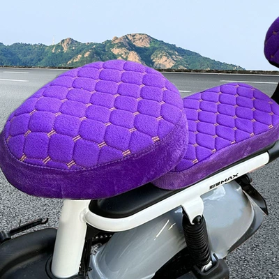 Seat Cover fleece-lined Thickened Yadi: Electric car cushion - purple-round-head-front-seat-cover-rear-seat-cover
