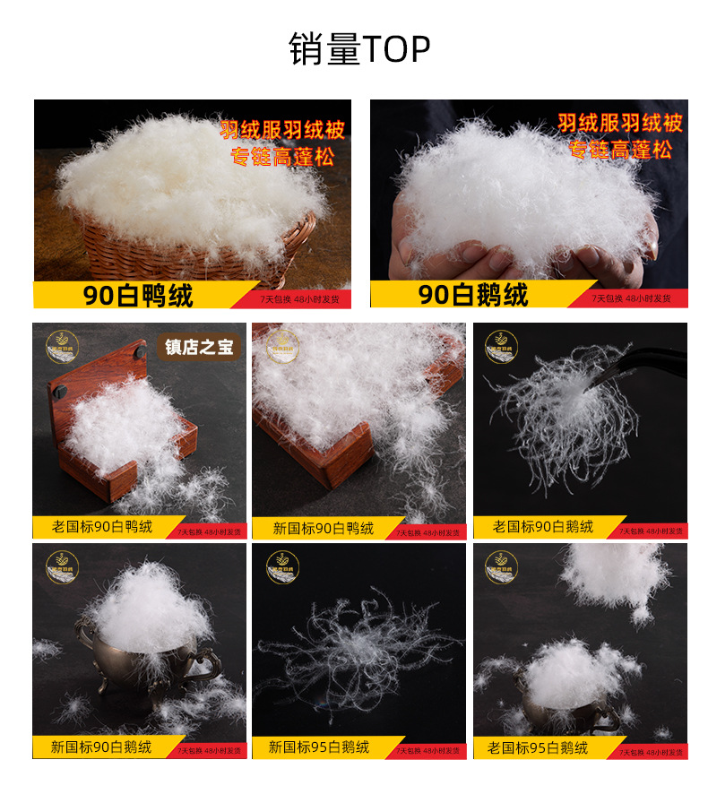 羽绒厂家直销水洗70纯白鹅绒标准羽绒服装标70鹅绒全国过检高蓬松-阿里巴巴