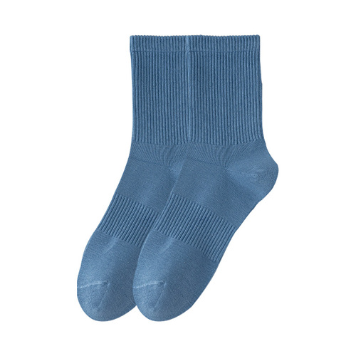 Men's Mid-Calf Cotton Socks for Autumn/Winter - Sporty and Casual Matching Plain Color Socks for Men, Zhuji Boneless Cotton Socks for Men