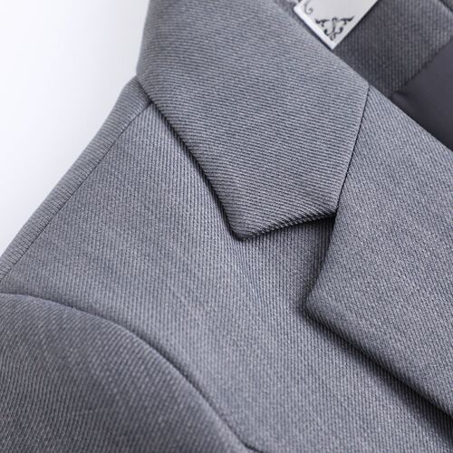 Women's Spring and Autumn New Gray Suit Jacket, Slim-Fitting Blazer with High-End Style, Trendy Little Black Dress Inspired Top