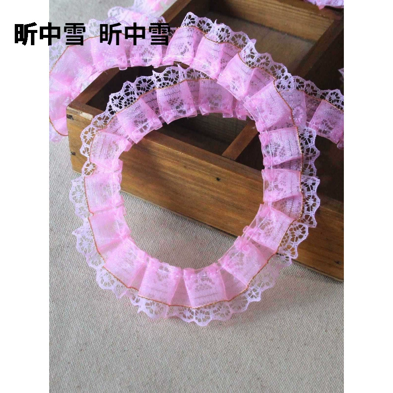 Материал ручной работы «сделай сам», плиссированный двухслойный белый, розовый, синий, фиолетовый, 2.5cm поддержки, кружевные аксессуары