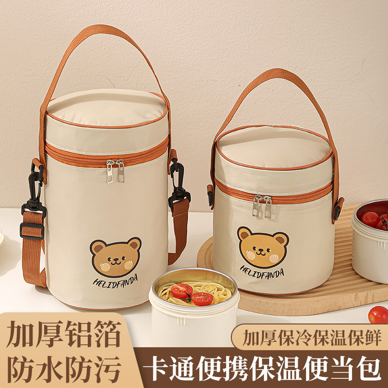 Cartoon Insulated Bag Thickeneded Aluminum Foil Breakfast Winter Lunch Bag for Office Workers Satchel Large-Capacity Lunch Box Bag