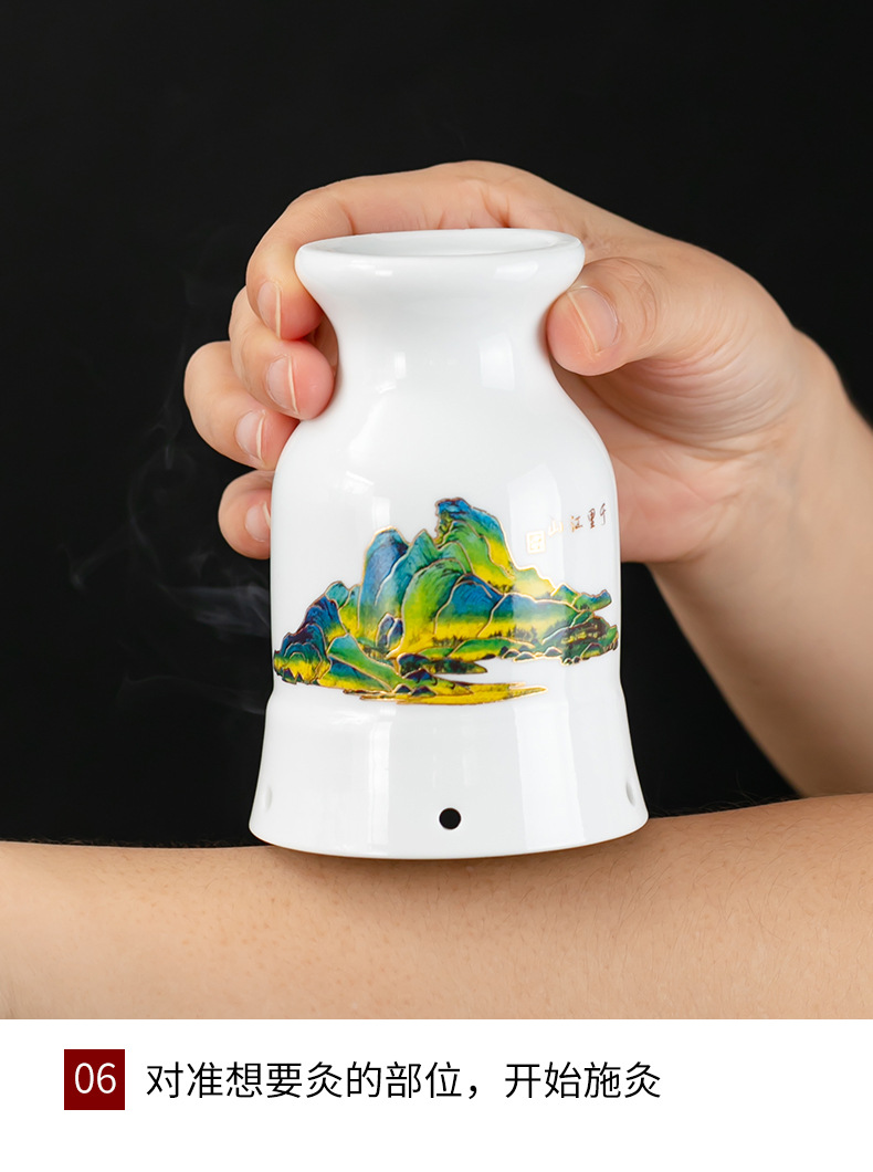 Ceramic Color-Changing Moxa Cup Gua Sha Tool Aizhongtang Moxibustion Jar for Wellness and Massage specifications