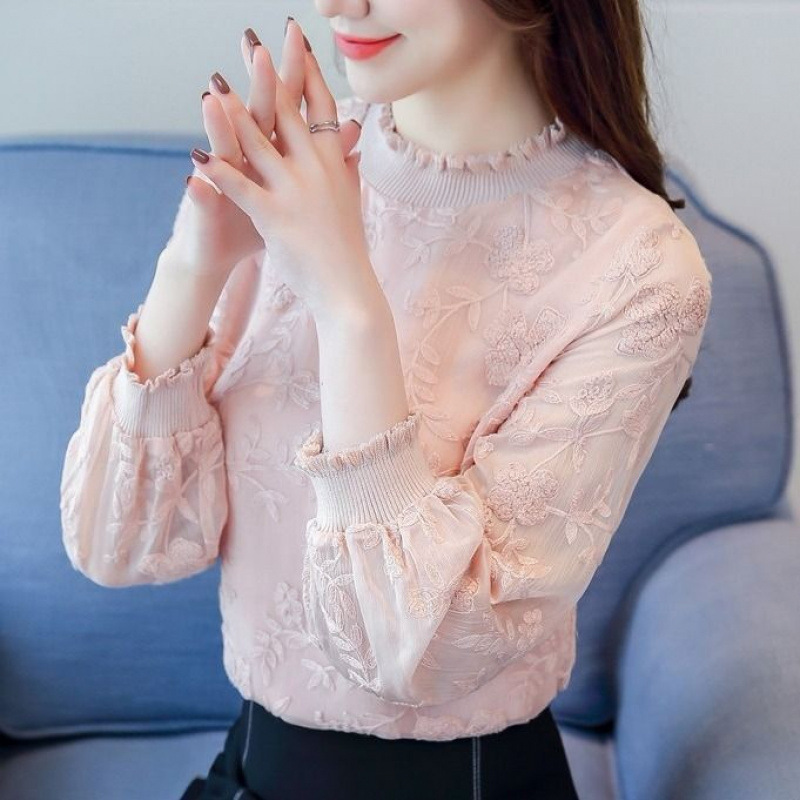 加厚保暖蕾丝衫2025秋冬新款韩版洋气上衣女装网纱加绒长袖打底衫|undefined