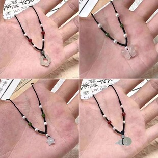 New Chinese Flower Butterfly Pendant Handmade Woven Rope Necklace 2024 New High Sense Retro Clavicle Chain Necklace Chain