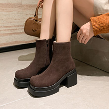 ��ˮ̨ѥ��2025���¿�9cm�ָ������ţ��ƤŮ��ѥ�W���Ӻ�����ѥ