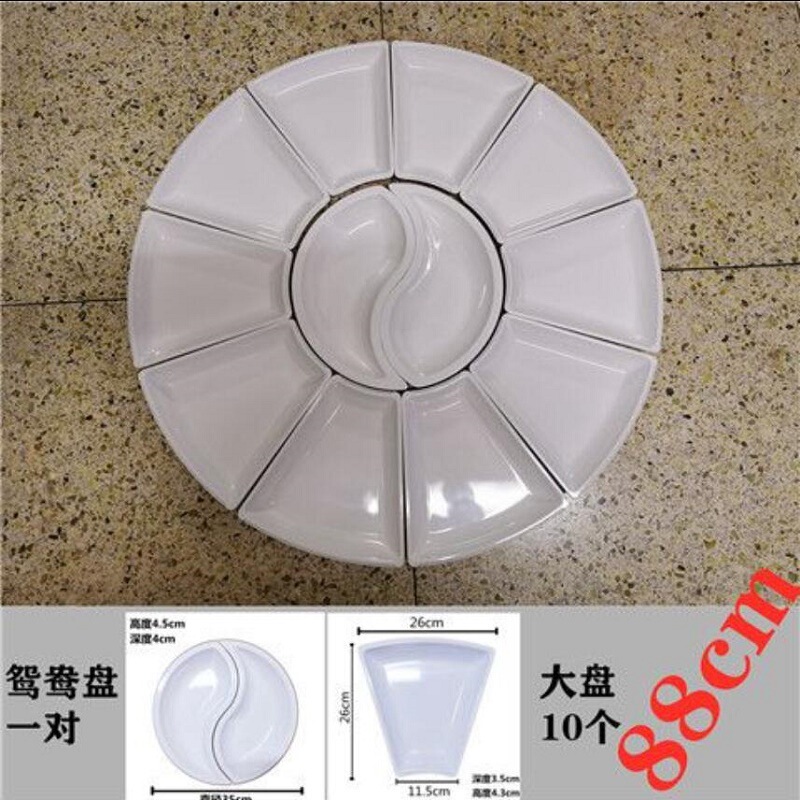 Melamine New Year's Eve dinner banquet party banquet round table platter hotel tableware set suit fan-shaped dish plate