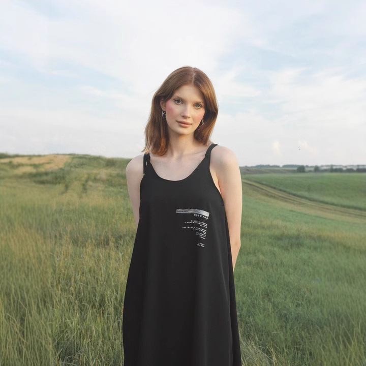 Europe and the United States cross-border insx new suspenders dress western taste design sleeveless loose all-match long dress