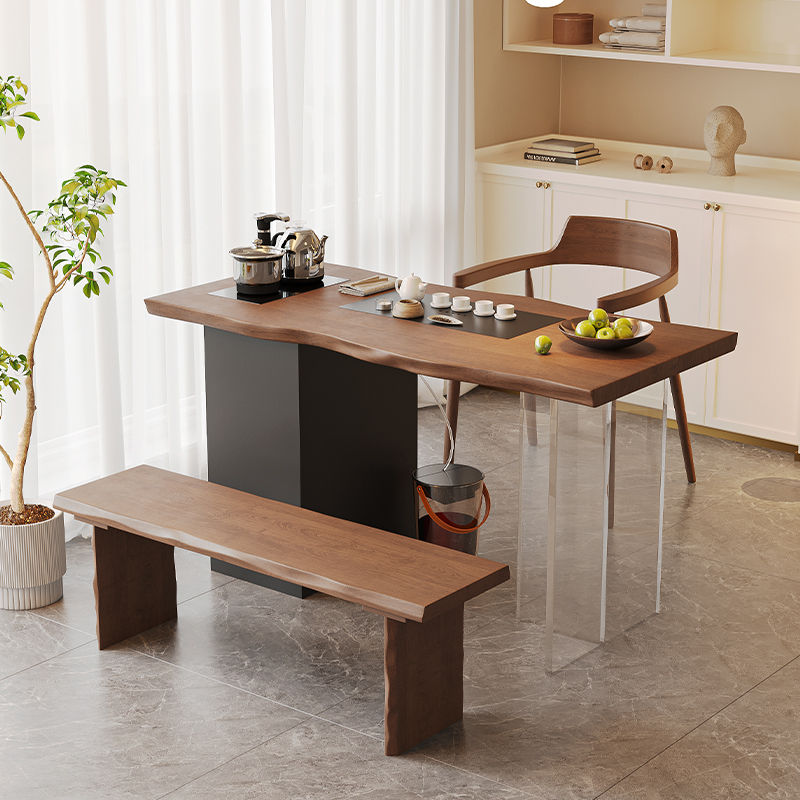 [간단한 조합] 1.0 m 큰 잎 소나무 차 테이블 히로시마 의자 1.0 m 벤치