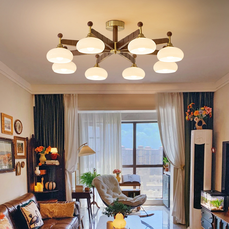 Medieval-Style Living Room Chandelier, White Ash Wood, High-End French Retro Low-Ceiling Main Light for Hall, Bedroom, and Dining Room Lighting Medieval-Style Living Room Chandelier, White Ash Wood, High-End French Retro Low-Ceiling Main Light for Hall, Bedroom, and Dining Room Lighting