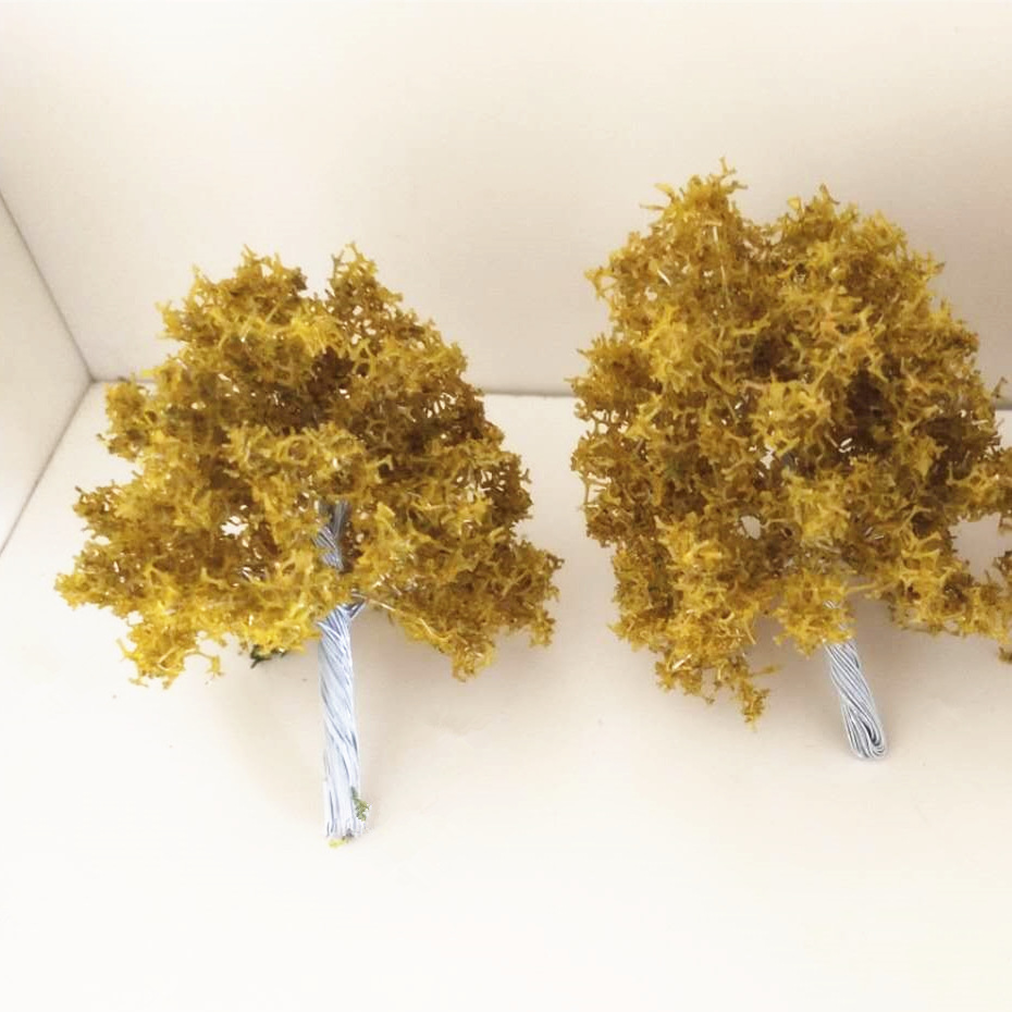 秋景模型铁丝树 场景布局迷你微景观 成品树 沙盘配景材料 8-20cm