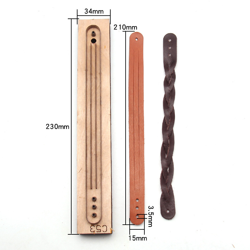 三本のブレスレットの材料は日本刀の材質 + 木の板の手作りのdiy皮革の皮の芸は皮の鋳型を切ります。|undefined