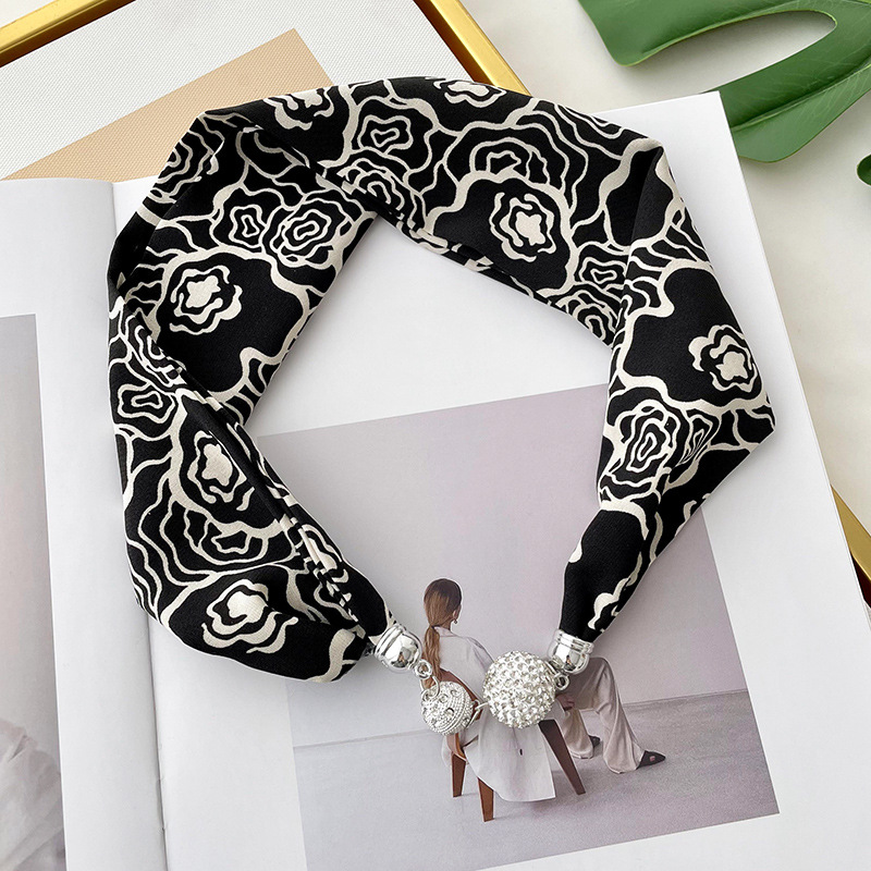Nueva hebilla magnética bufanda collar cuello decoración perezoso multi-funcional bufanda elegante todo-fósforo correa de muñeca bufanda decorativa banda de pelo