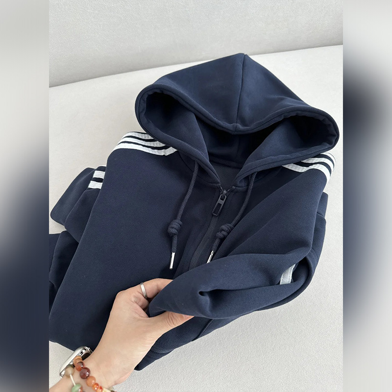 三条杠外套女春秋女装秋冬连帽上衣韩系早秋女装运动立领卫衣穿搭|undefined