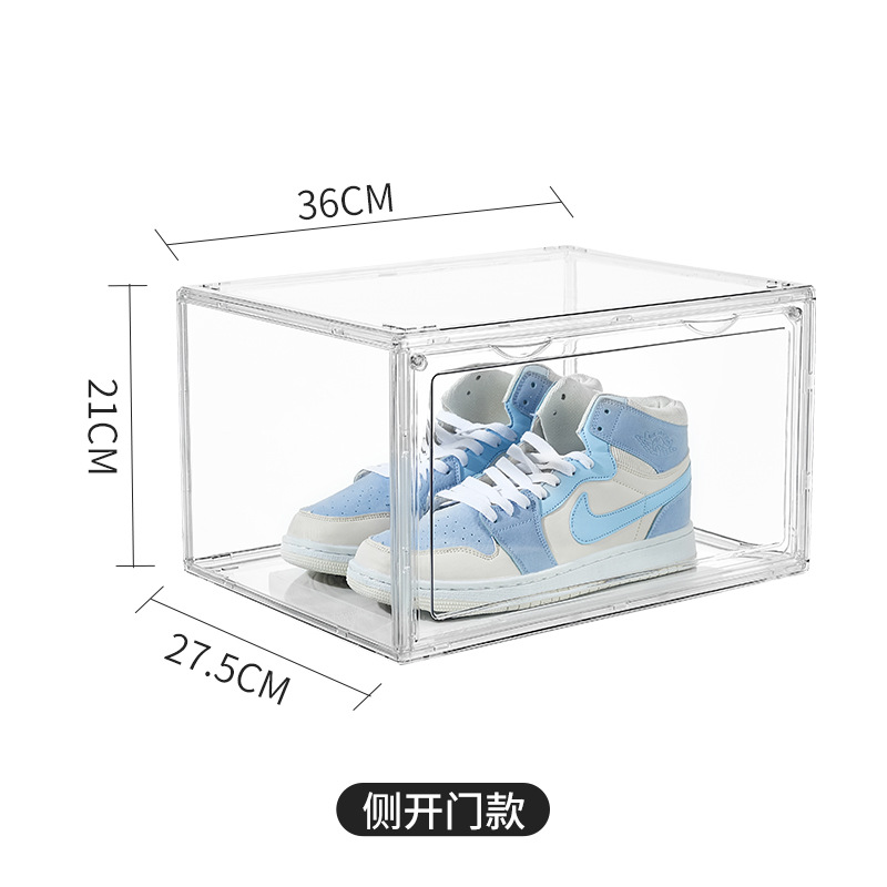 Caja de zapatos transparente de seis lados transparente de 360 ° caja de libros transparente caja de almacenamiento transparente