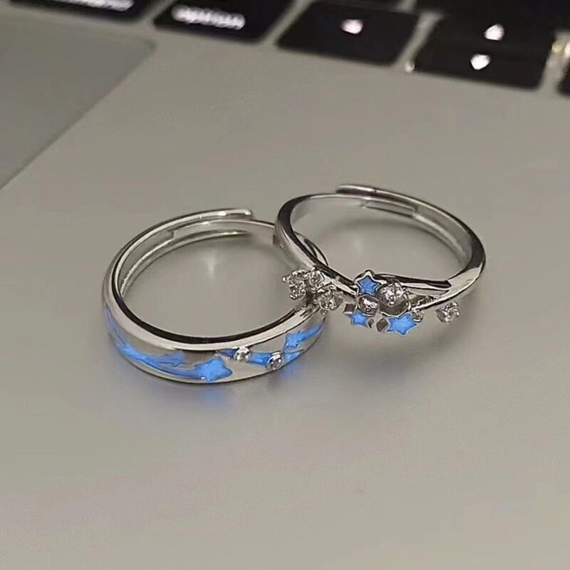 Popular Star Night Couple Luminous Ring Niche Design High-End Hand Accessories Versatile Temperament Luminous Ring