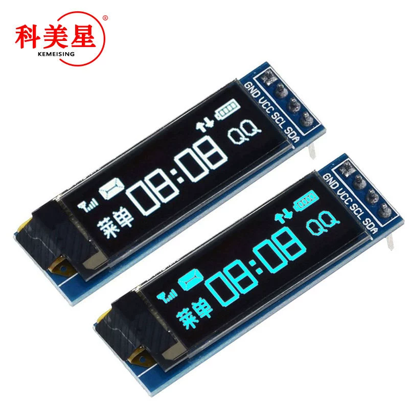 0.91-дюймовый OLED-дисплей 128x32, I2C, совместим с 3.3V–5V, синий/белый