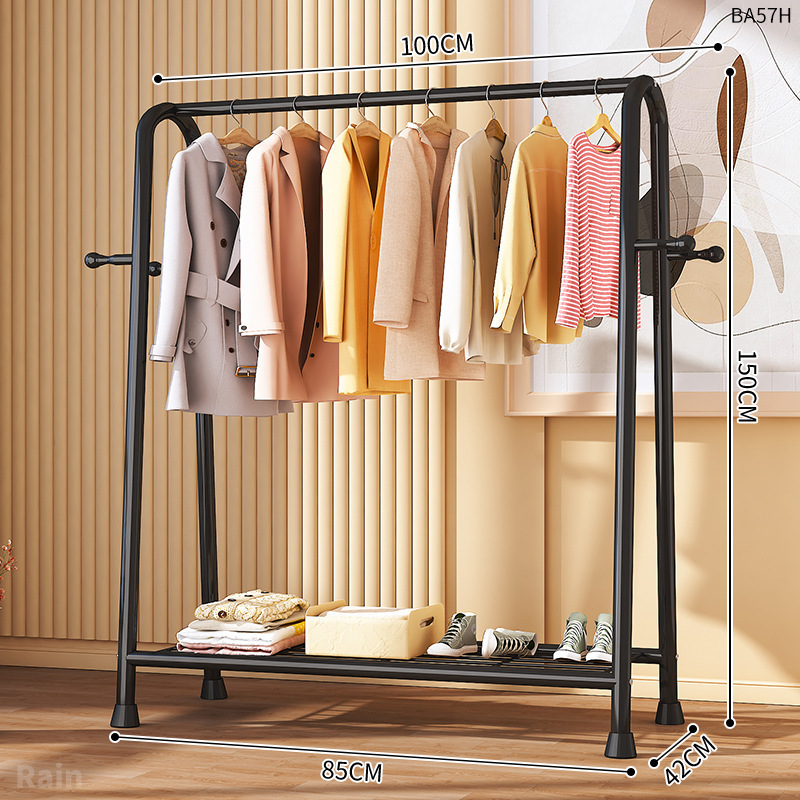 Perchero de dormitorio de piso a techo en negrita Perchero Perchero de dormitorio con barra de ropa simple para el hogar