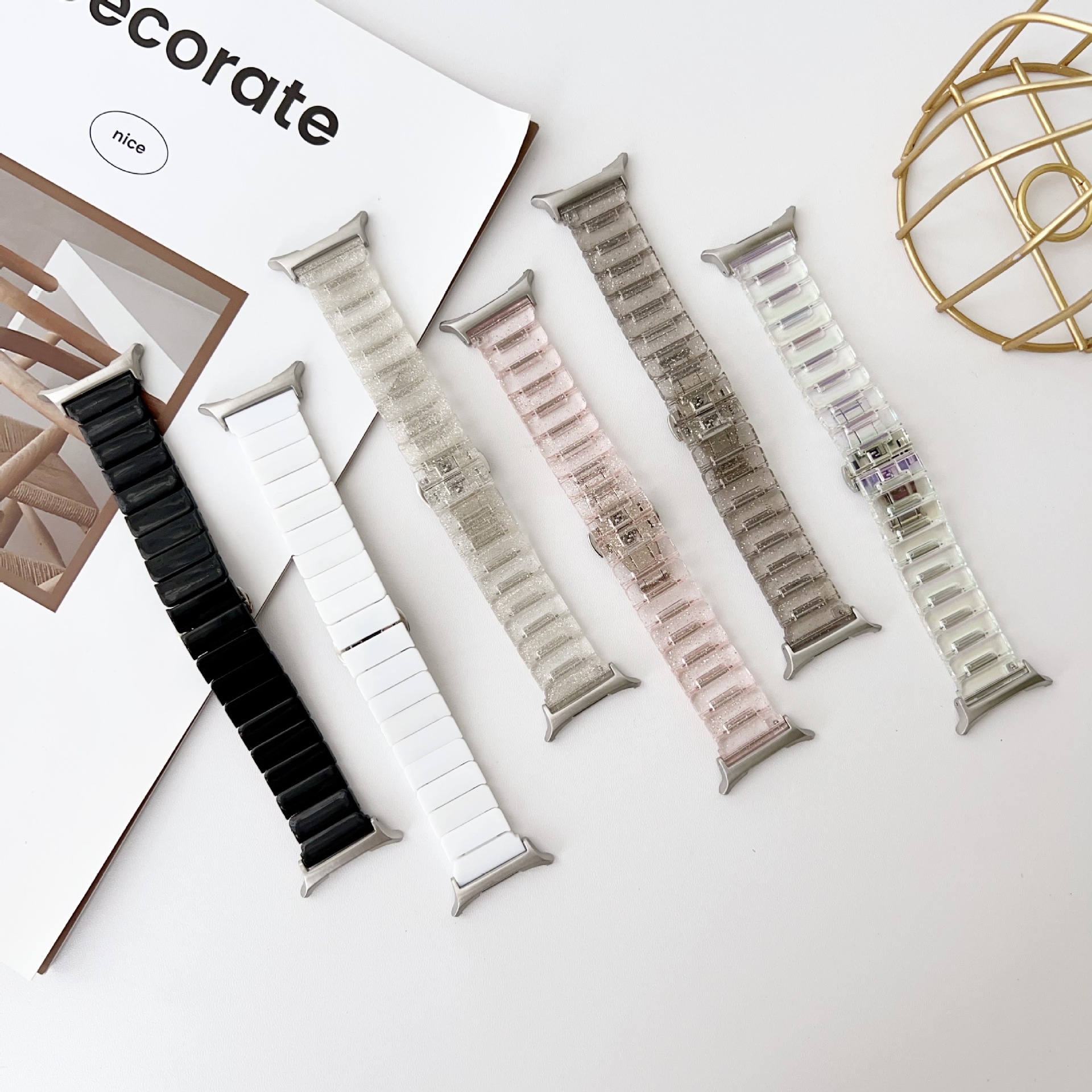 Suitable for Samsung Galaxy Watch7/8Ultra47Mm Watch with Glitter Powder and Colorful Ladder Strap