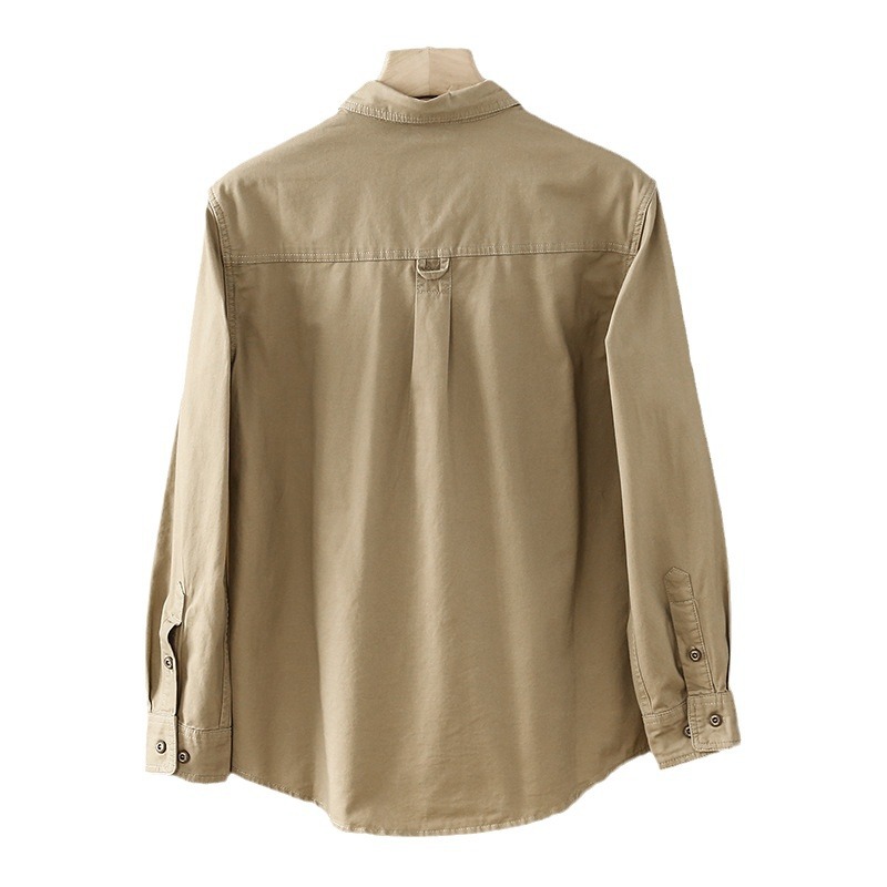Camisas de manga larga de color sólido chaqueta de trabajo de hombre primavera y otoño tendencia suelta chaqueta casual chaqueta casual de hombre de otoño