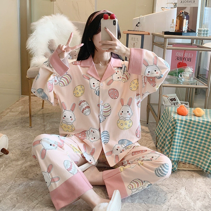 Пижамный набор Hello Kitty на осень (Hello Kitty) милый японский стиль, хлопок с длинным рукавом, размеры M–XXL