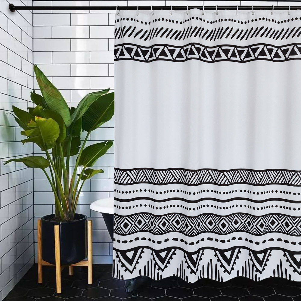 Waterproof and impermeable printed curtain, polyester non perforated shower curtain_voghion.com