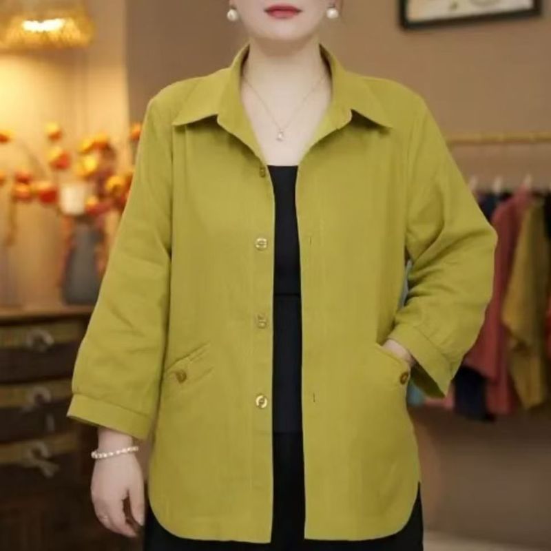 一件代发直播爆款2025春秋季新款妈妈装衬衫显瘦时尚短款女士外套|undefined