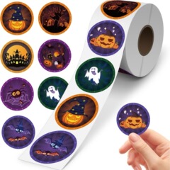 500ステッカー/ロールアップハロウィンハッピー子供のおもちゃ感谢の装饰ステッカーステッカーラベル