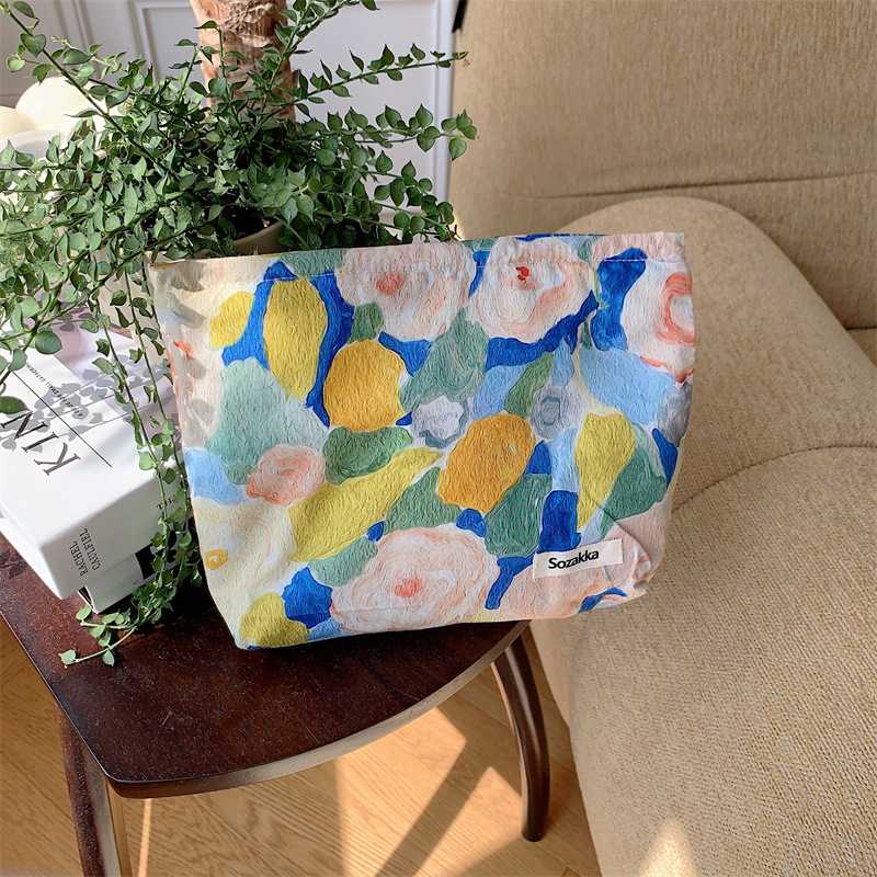 3432 artístico fresco floral bolsa de cosméticos de algodón japonés embrague Portátil Bolsa de almacenamiento bolsa de lápiz labial