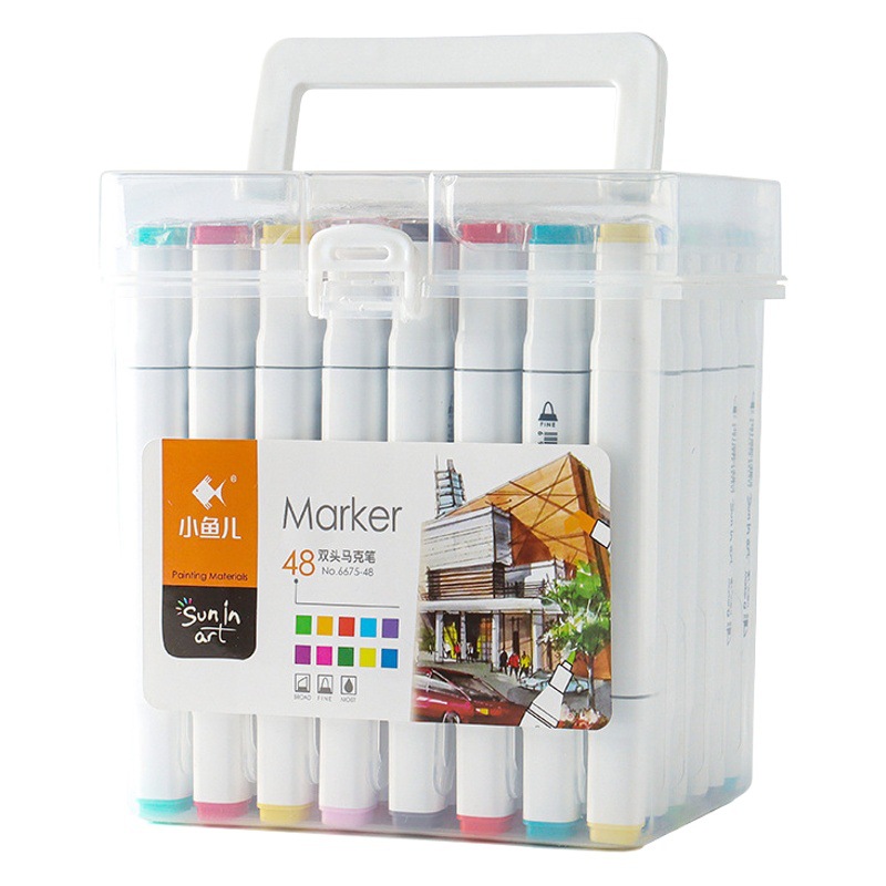 Xiaoyuer oily double-headed marker writing smooth kindergarten 48-color double-headed painting pen for art students