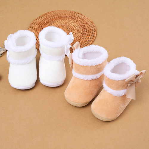  New Autumn/Winter Baby Shoes for 0-1 Year Olds, 3-6-7-9-11 Month Soft Sole Learning to Walk Shoes with Large Bow Ties