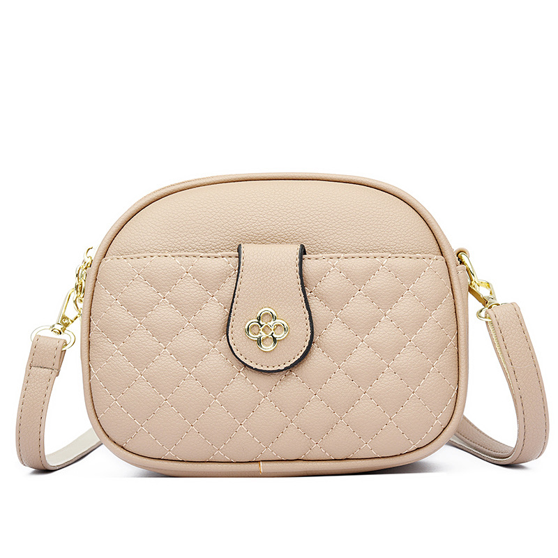 Nuevo bolso de otoño para mujer, bolso cruzado de cuero suave de alta gama, gran capacidad, bolso de hombro para mujer de mediana edad, bolso redondo pequeño y versátil