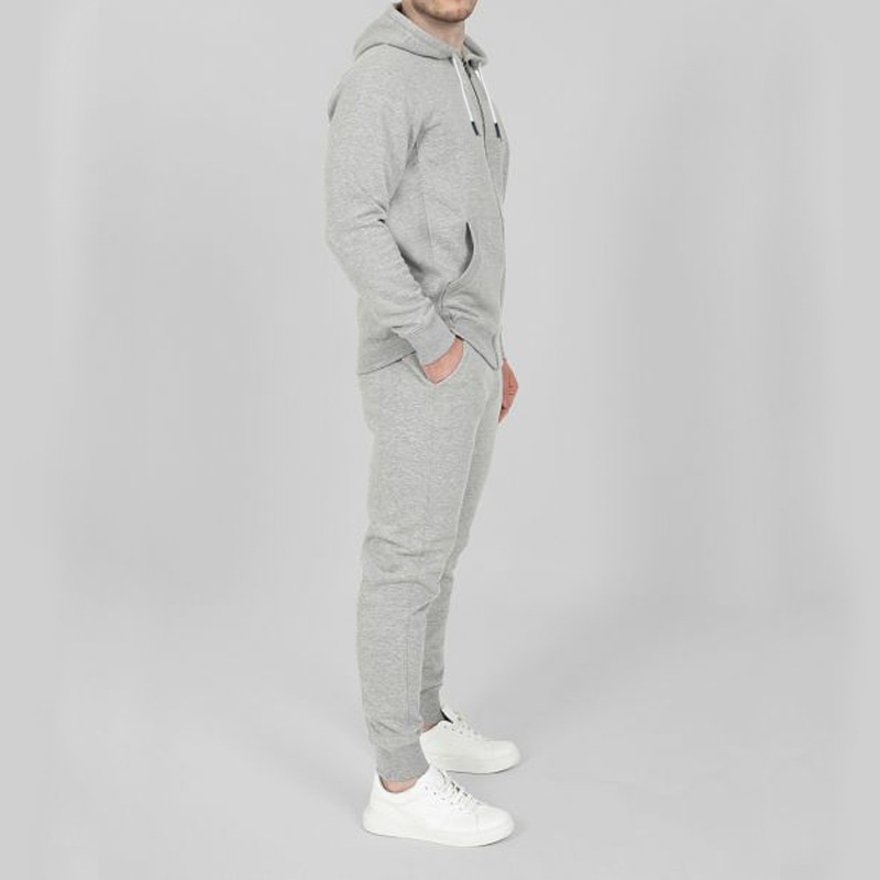 Autumn and Winter Sports Men's Fashion Casual Set Hooded Cardigan Coat Solid Color_voghion.com