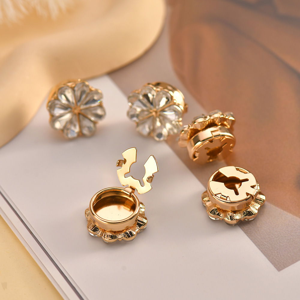 same style flower rhinestone cufflinks fashion shirt cufflinks collar buttons ladies temperament cufflinks_voghion.com